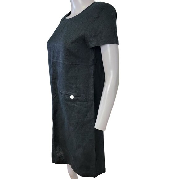 Talbots Vintage 90s Linen Shift Dress Women 4 Black Knee Length Formal Work Fall - Picture 5 of 14